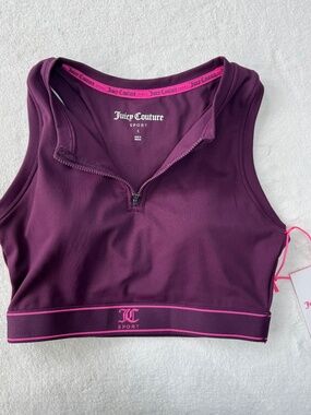 Juicy Couture Sports Bra Tank Zip-up Front Burgundy (Winter Bloom) Size S